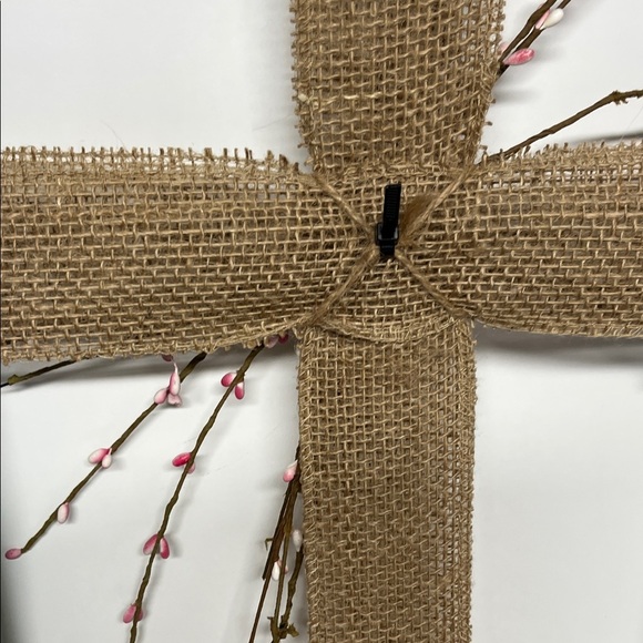 Rustic Green and Brown Burlap Cross Frame - Picture 5 of 7